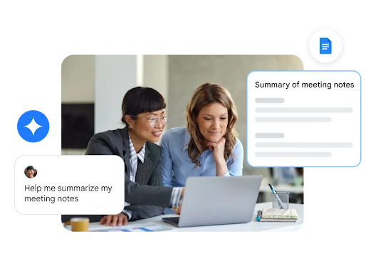 Gemini in Docs summarizing a set of meeting notes on request.